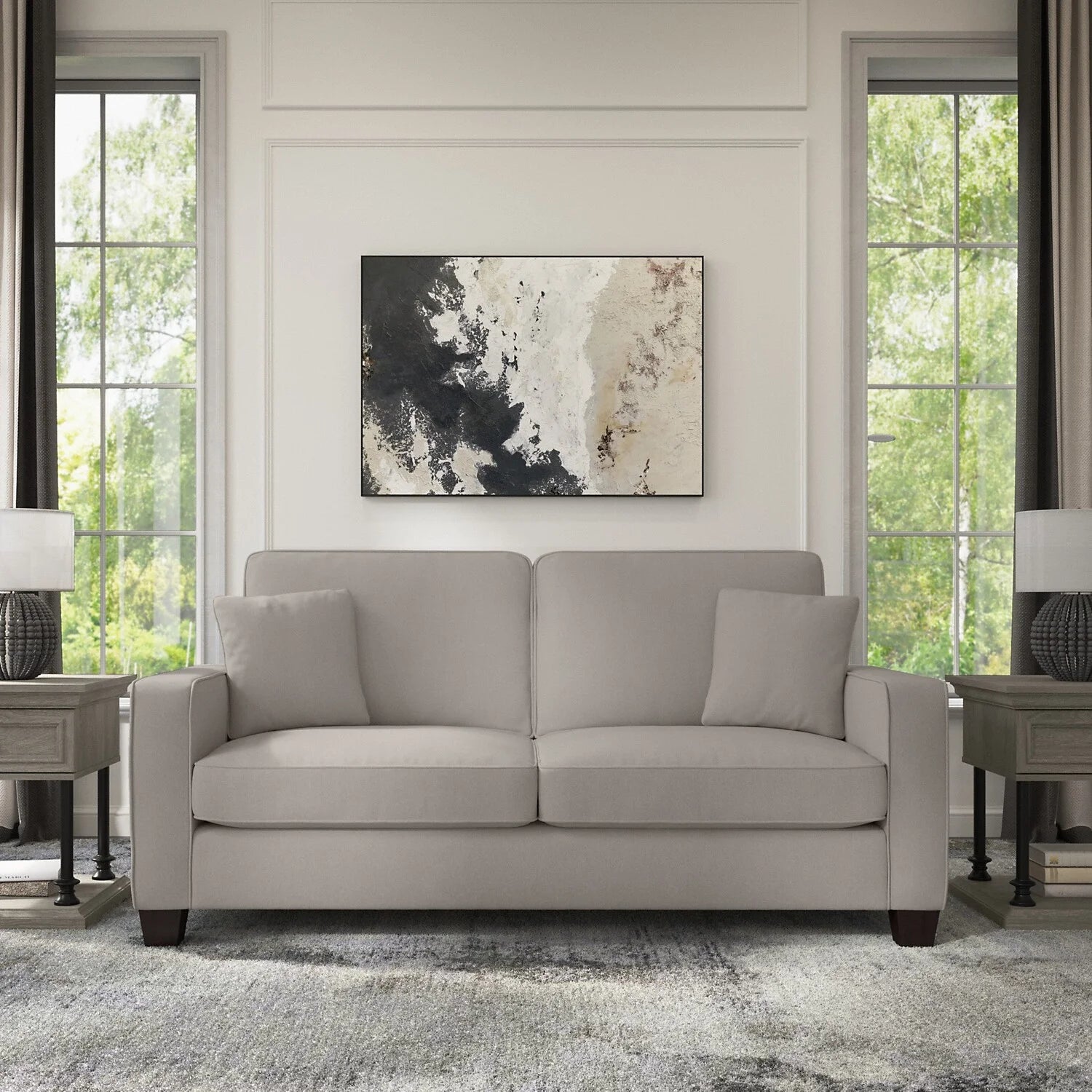 Beige Herringbone Fabric Sofa Z22973