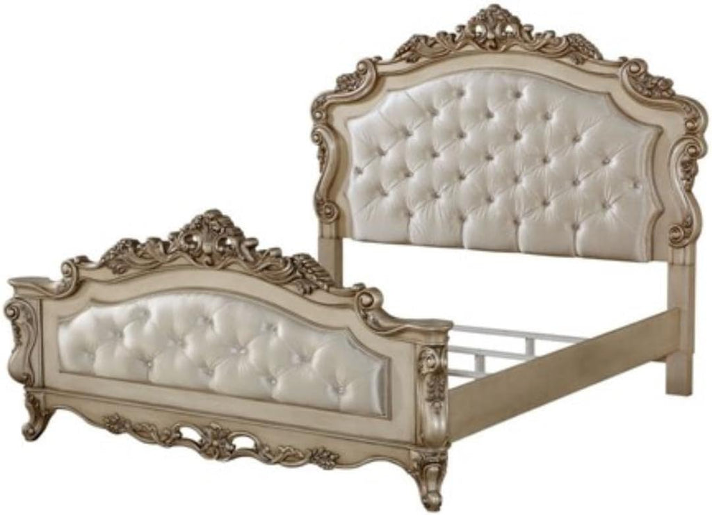 Cream Fabric King Panel Bed N42921