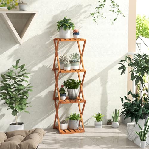 4-Tier Foldable Wooden Plant Stand O13508