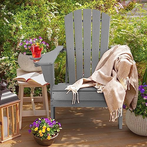 Folding Adirondack Chairs Set of 2 with Cup Holder V41278