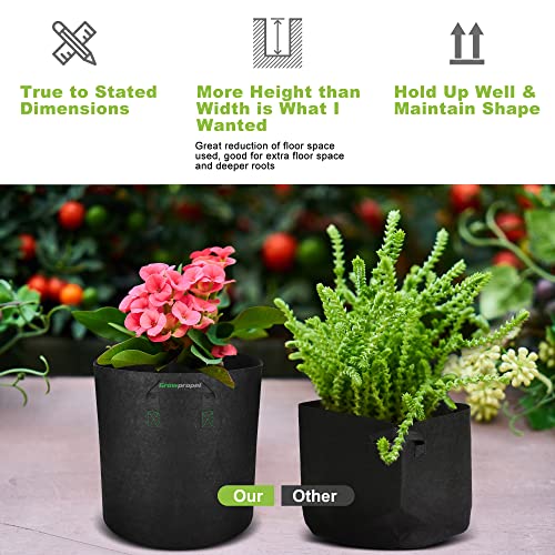 8 Pack 5 US Gallon Heavy Duty Nonwoven Fabric Grow Pots with Handles Z43986