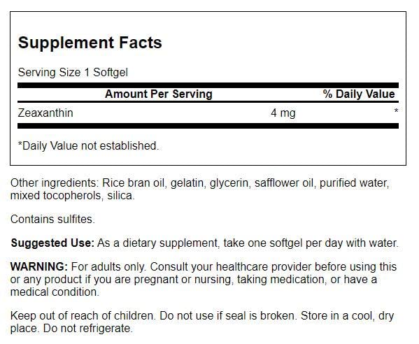 60 Sgels Zeaxanthin 4 Milligrams D272
