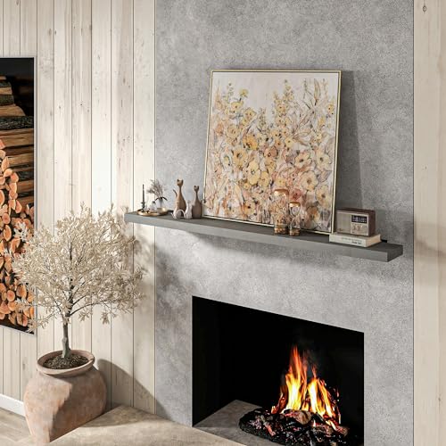 Walnut Brown Solid Fir Wood Fireplace Mantel Shelf W1596