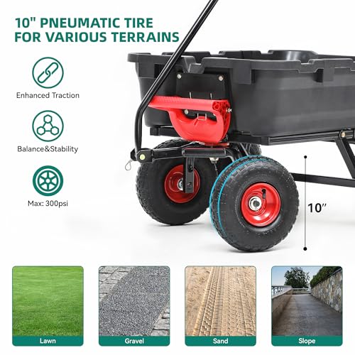 Heavy Duty Garden Dump Cart with 10" Pneumatic Tires P897122