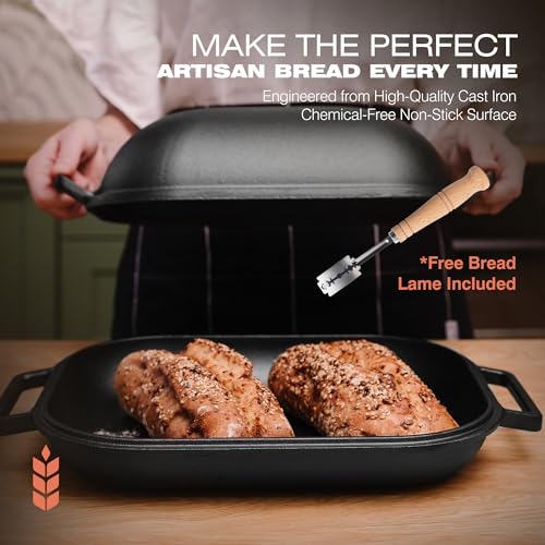 Black Heavy Duty Cast Iron Bread Pan with Lid S960267