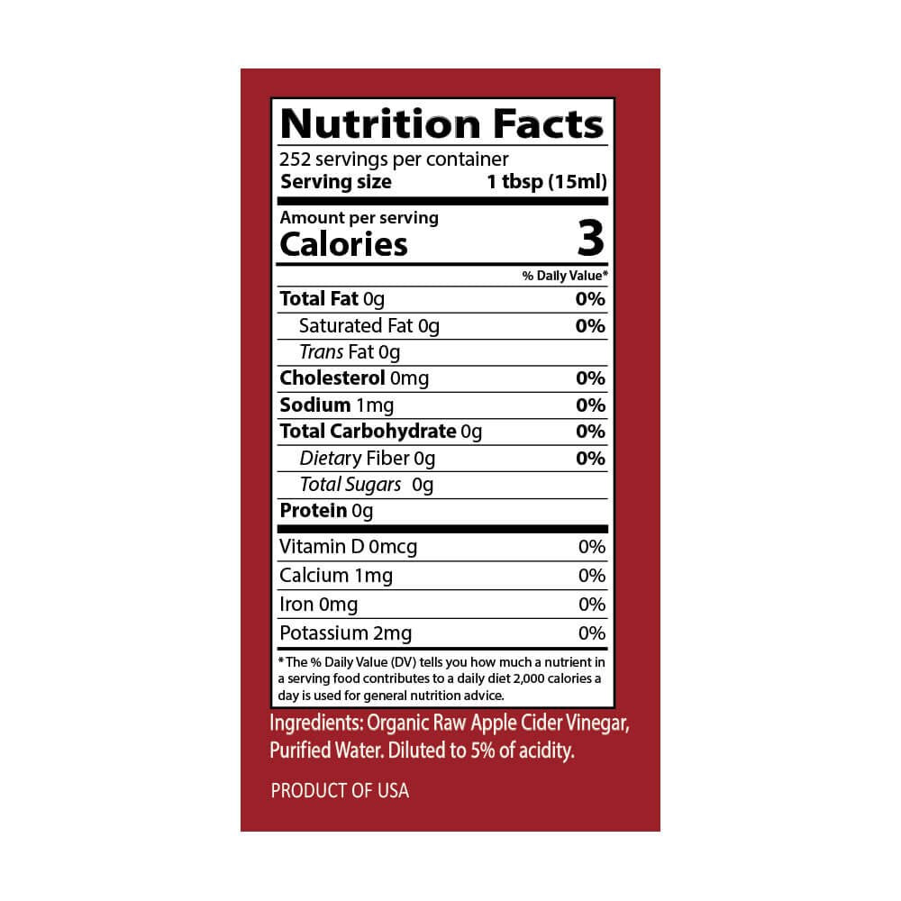 Organic Apple Cider Vinegar With Mother, Raw, Unfiltered, 128 Fluid Ounce U7372