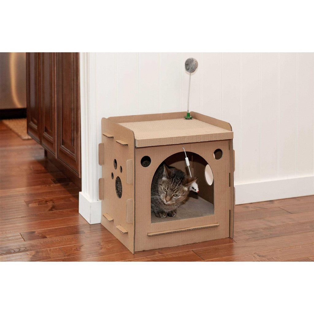 Corrugated Cat Scratcher House with Catnip Y81957