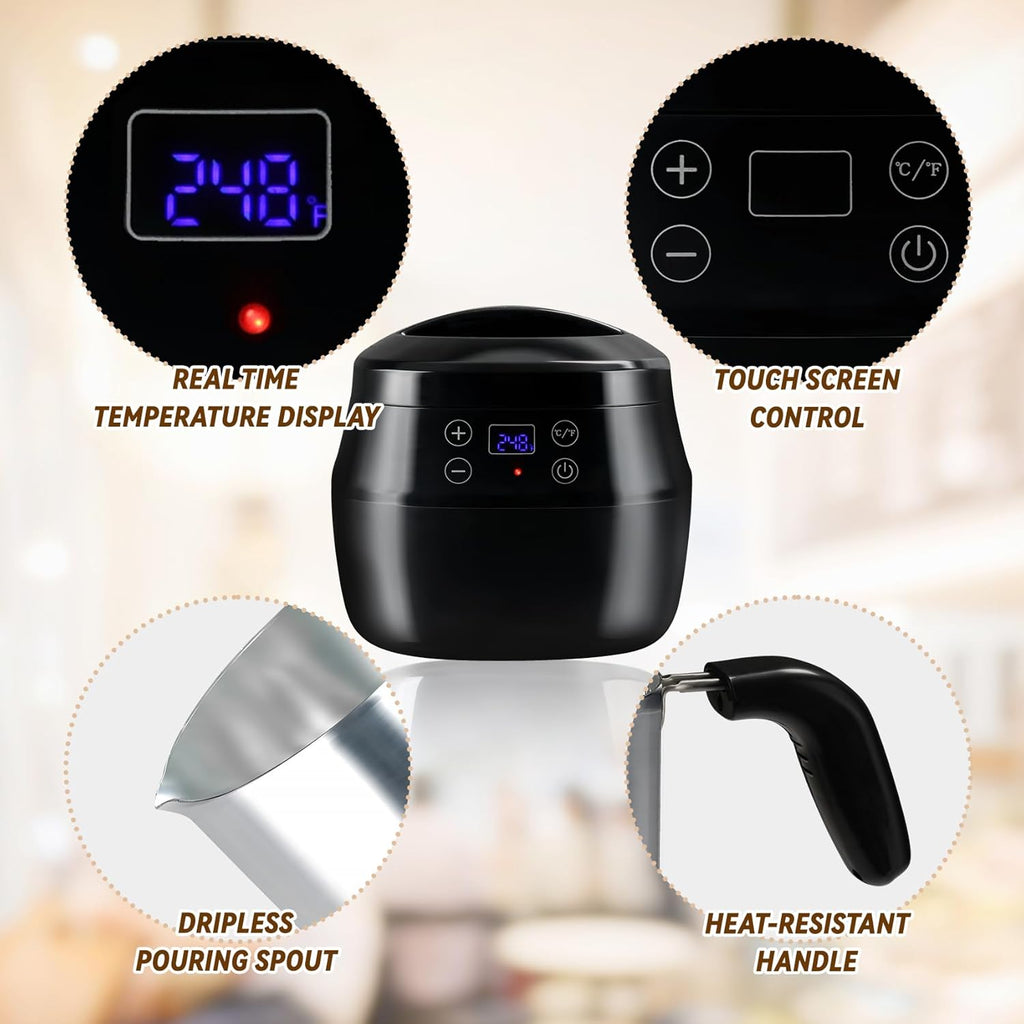 1L 200W Aluminum Wax Melting Pot with Touch Screen Digital Temperature Display K243