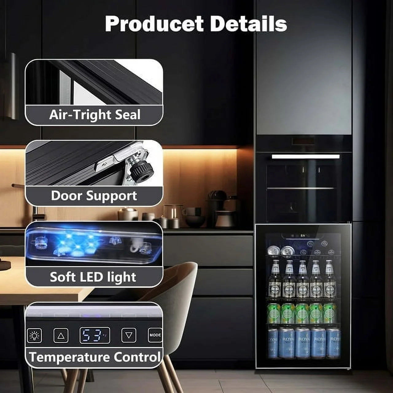 3.2 Cu.ft Beverage Refrigerator Cooler Mini Fridge J1755