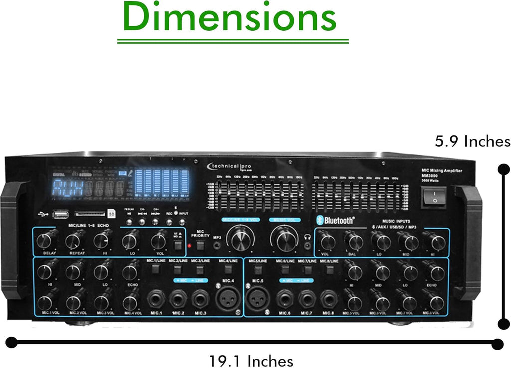 3000 Watts Professional Mic Mixing Amplifier with Bluetooth A225462