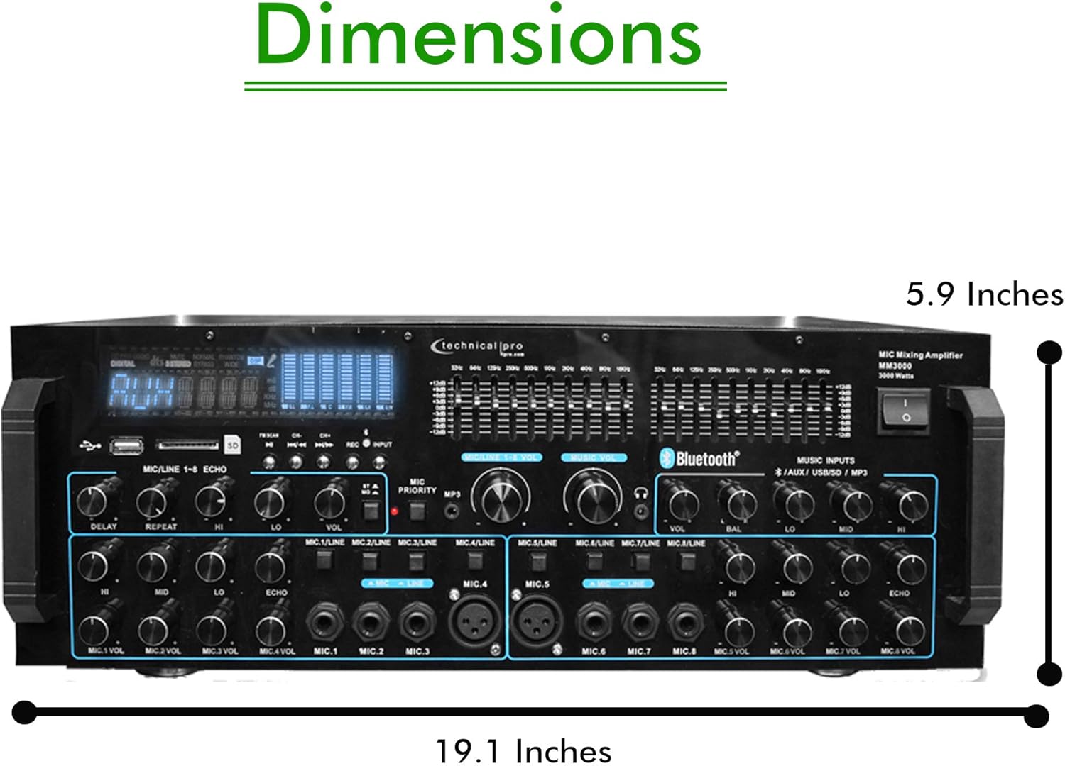 3000 Watts Professional Mic Mixing Amplifier with Bluetooth A225462