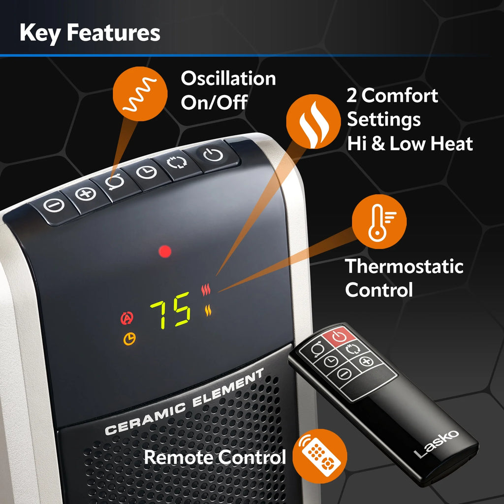 Black Electric Digital Ceramic Tower Space Heater G904