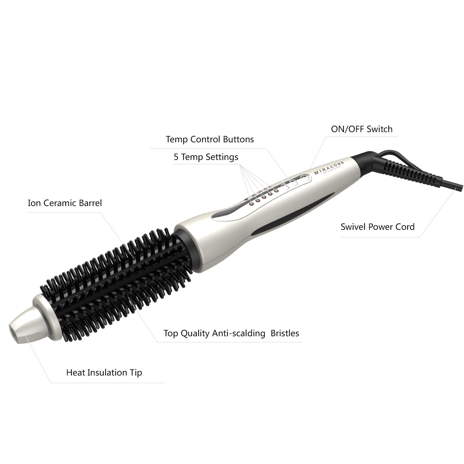 Ceramic Tourmaline Cool Touch Multi Styler with 5 Heat Adjustments 1 Inch Barrel Auto Shut Off, Pearl White J52548