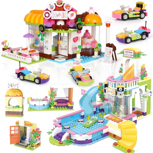 1140 Pieces Coffee Shop Building Blocks Set with Storage Box Q221426
