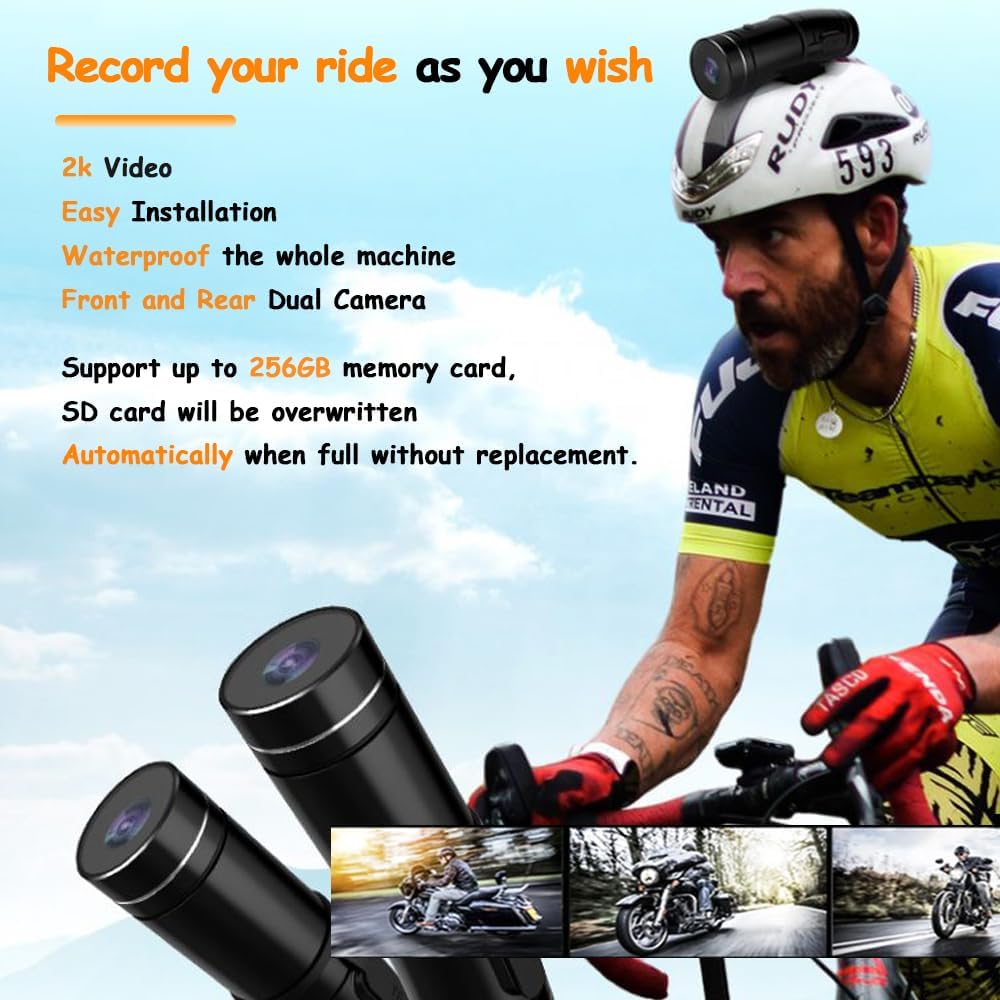 Motorcycle 2K Dash Cam with Front & Rear Camera K1560