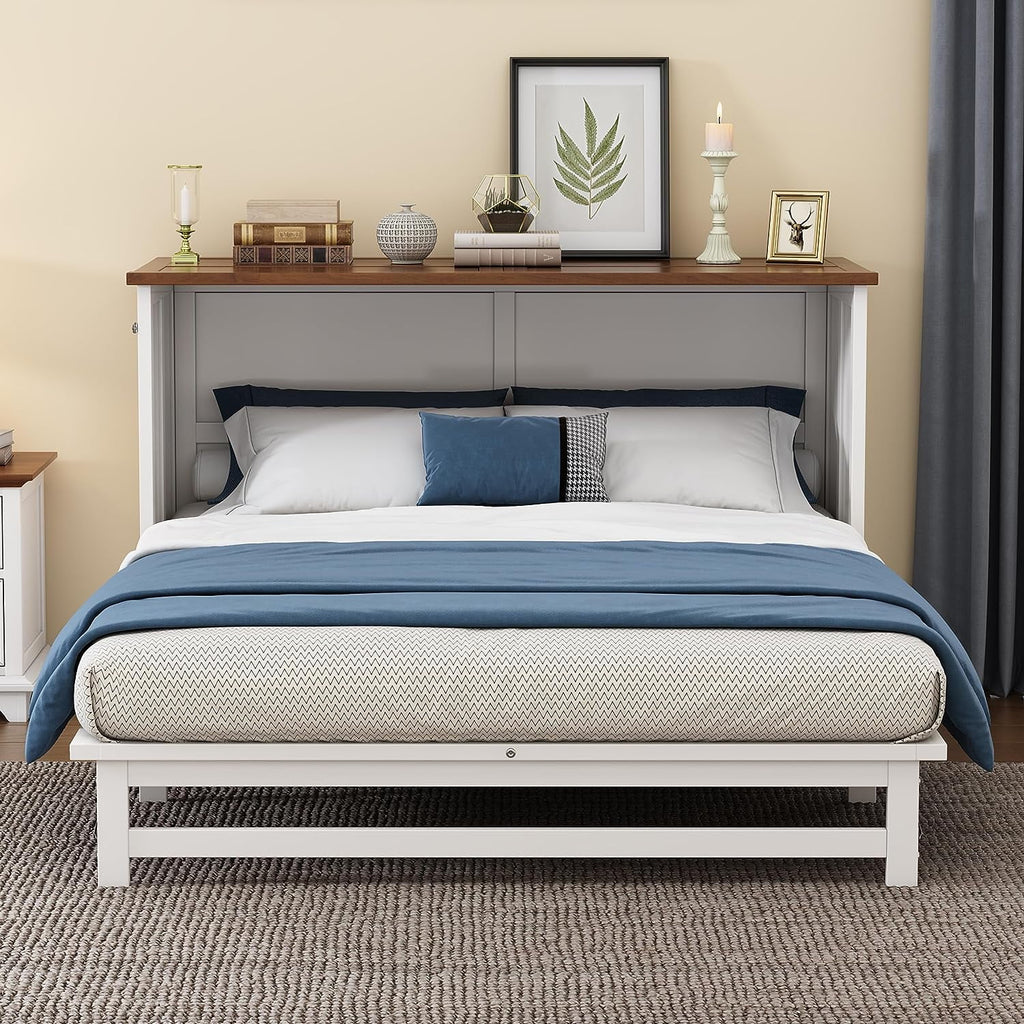 Queen Size Wood Murphy Bed Chest with Storage Drawer F224462