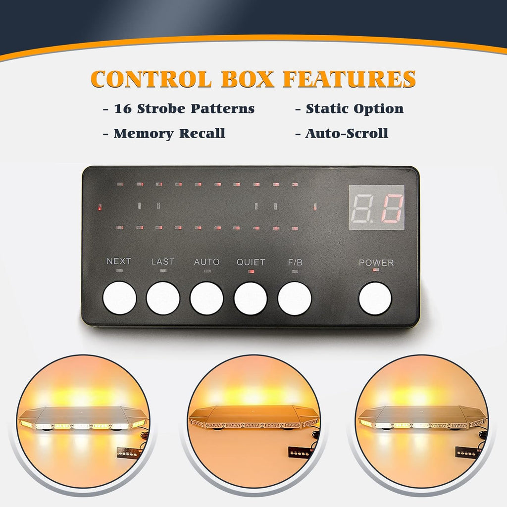 LED Rooftop Emergency Warning Strobe Light Bar Amber White W426