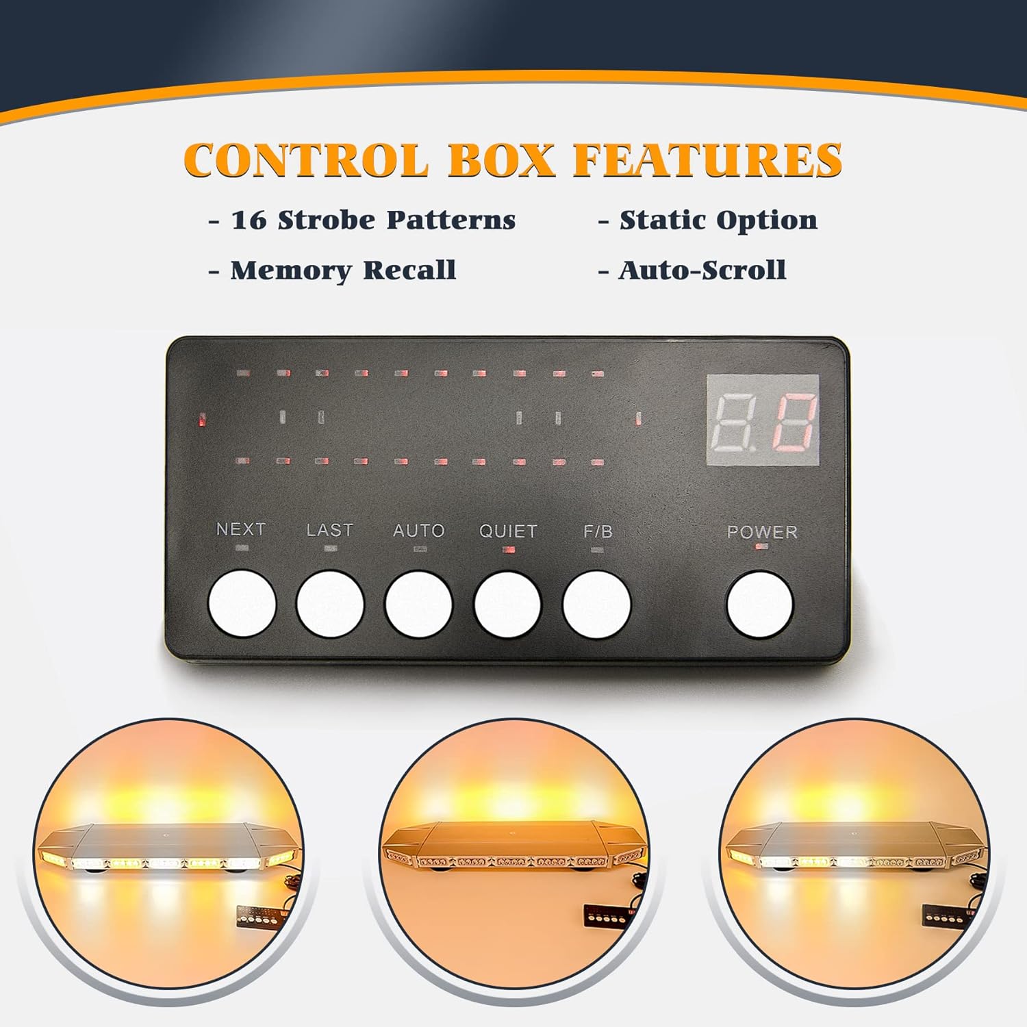 LED Rooftop Emergency Warning Strobe Light Bar Amber White W426