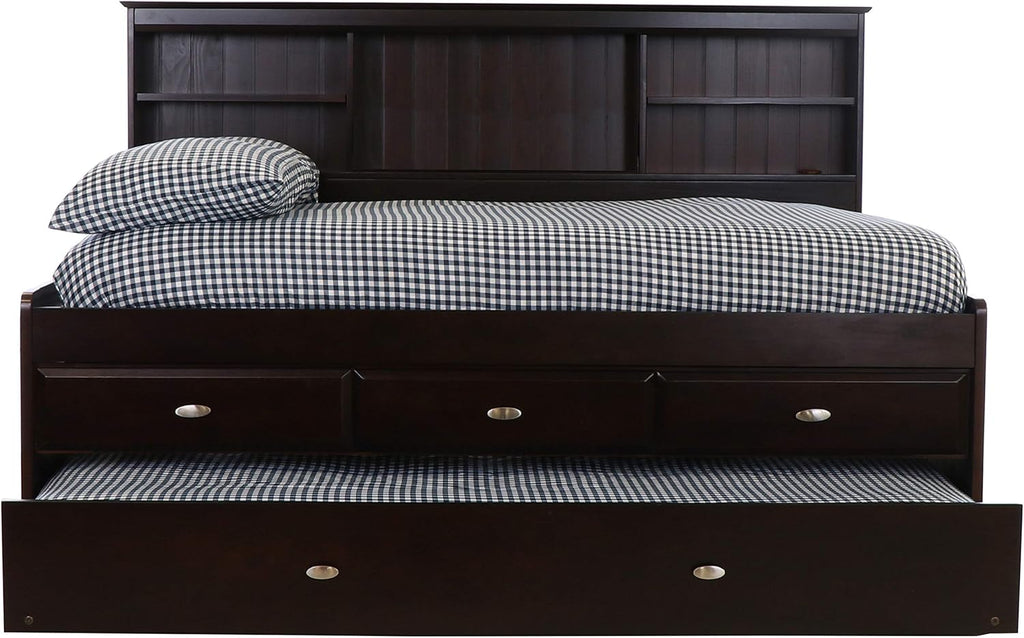 Full Bookcase Daybed with 3 Drawers & Trundle Espresso M882188