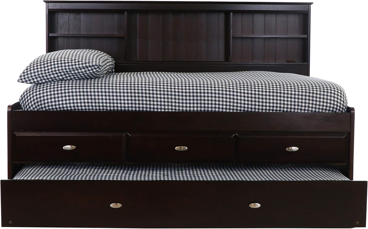 Full Bookcase Daybed with 3 Drawers & Trundle Espresso M882188