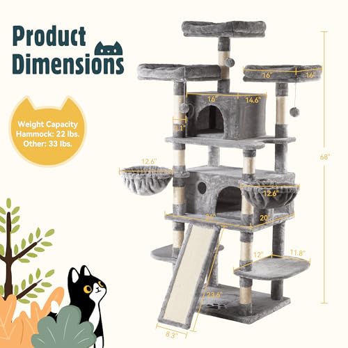 Beige Multi-Level Cat Tree with Sisal Scratching Posts Z7212