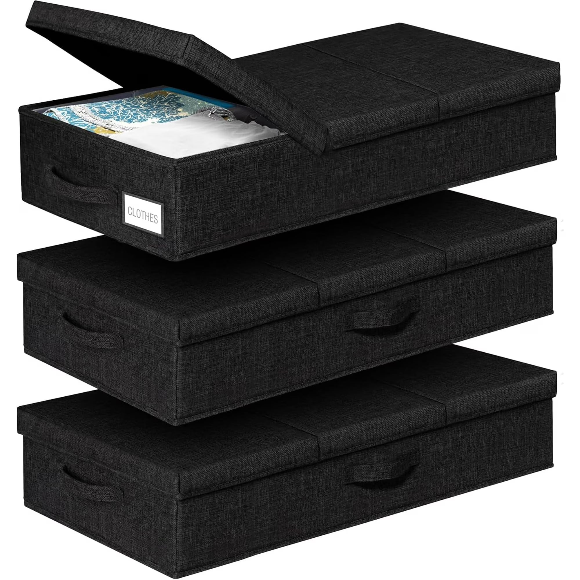 Black 3 Pack Underbed Storage Containers with Handles Q41409
