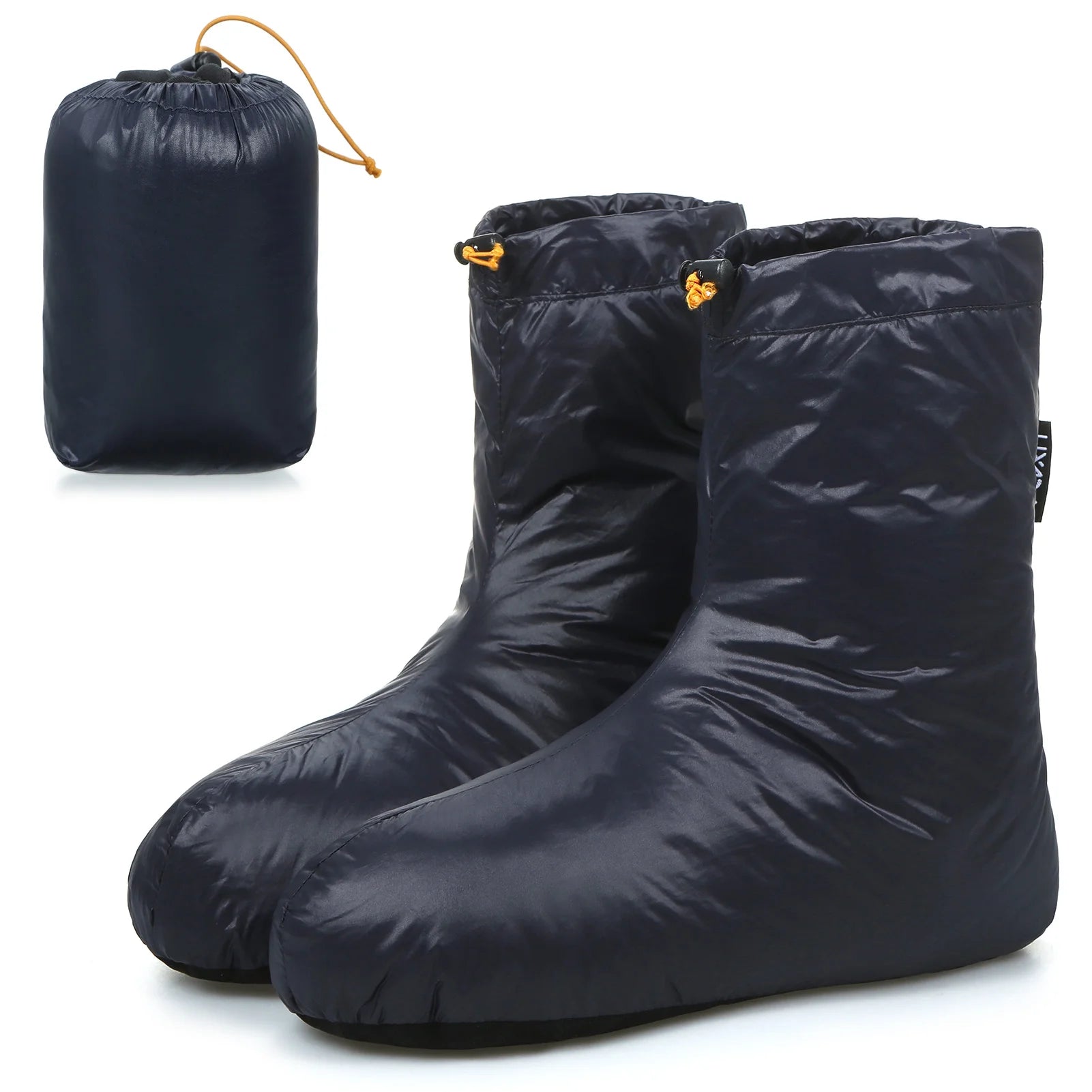 Winter Down Booties Socks Warm Soft Windproof Sleeping Slippers with Adjustable Drawstring Down Filled Boots with Storage Bag G122