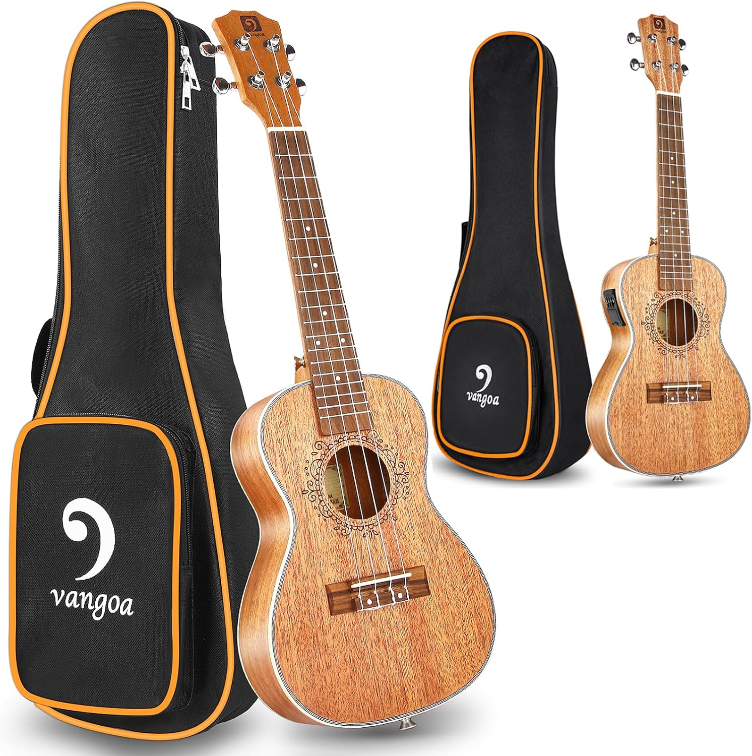 Mahogany 23 inch Concert Ukulele and Electric Acoustic Tenor Ukulele Bundle H142595