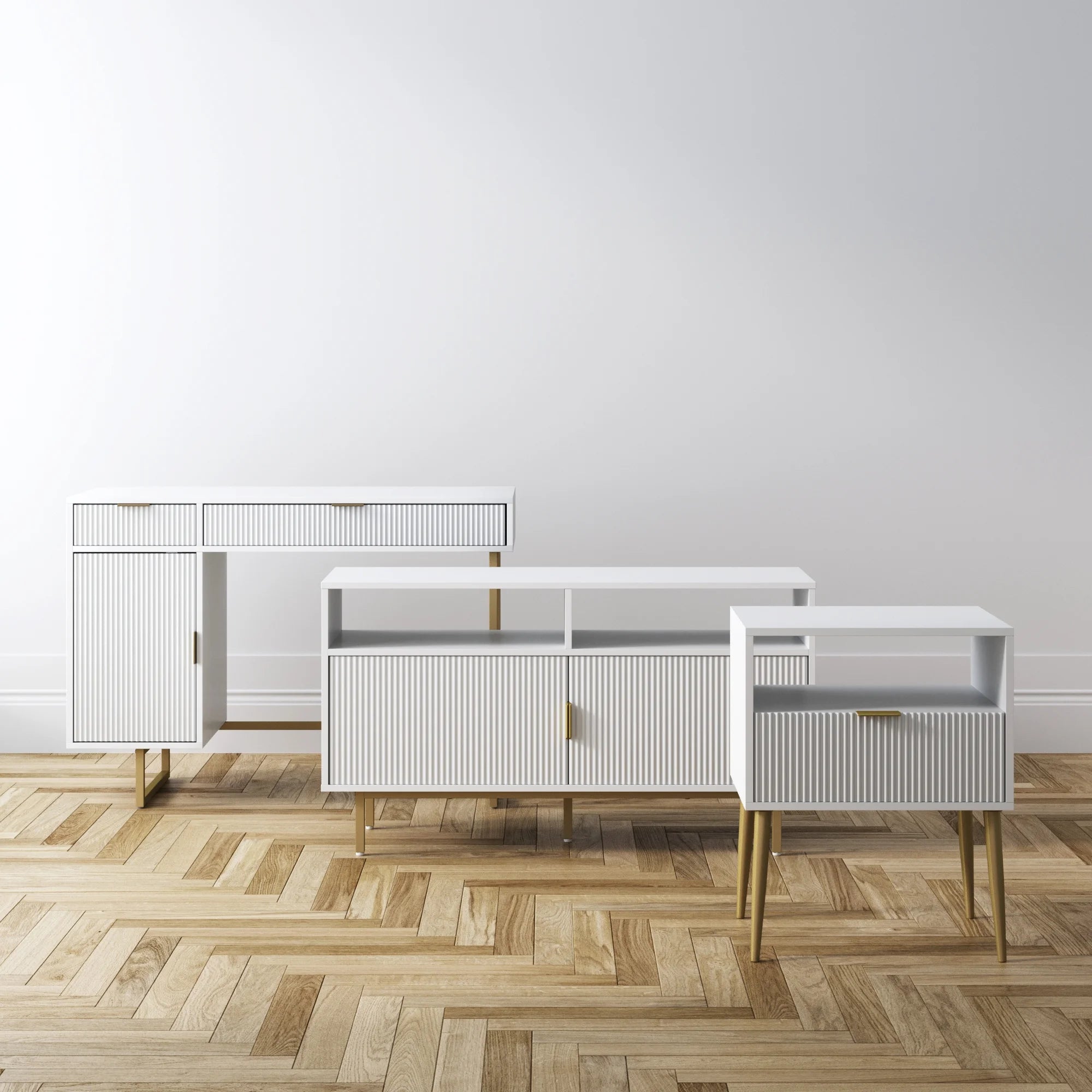 White Computer Desk with Drawers and Cabinet Storage N6069