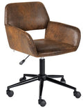 Beige Fabric Upholstered Desk Chair with Rolling Wheels F24420