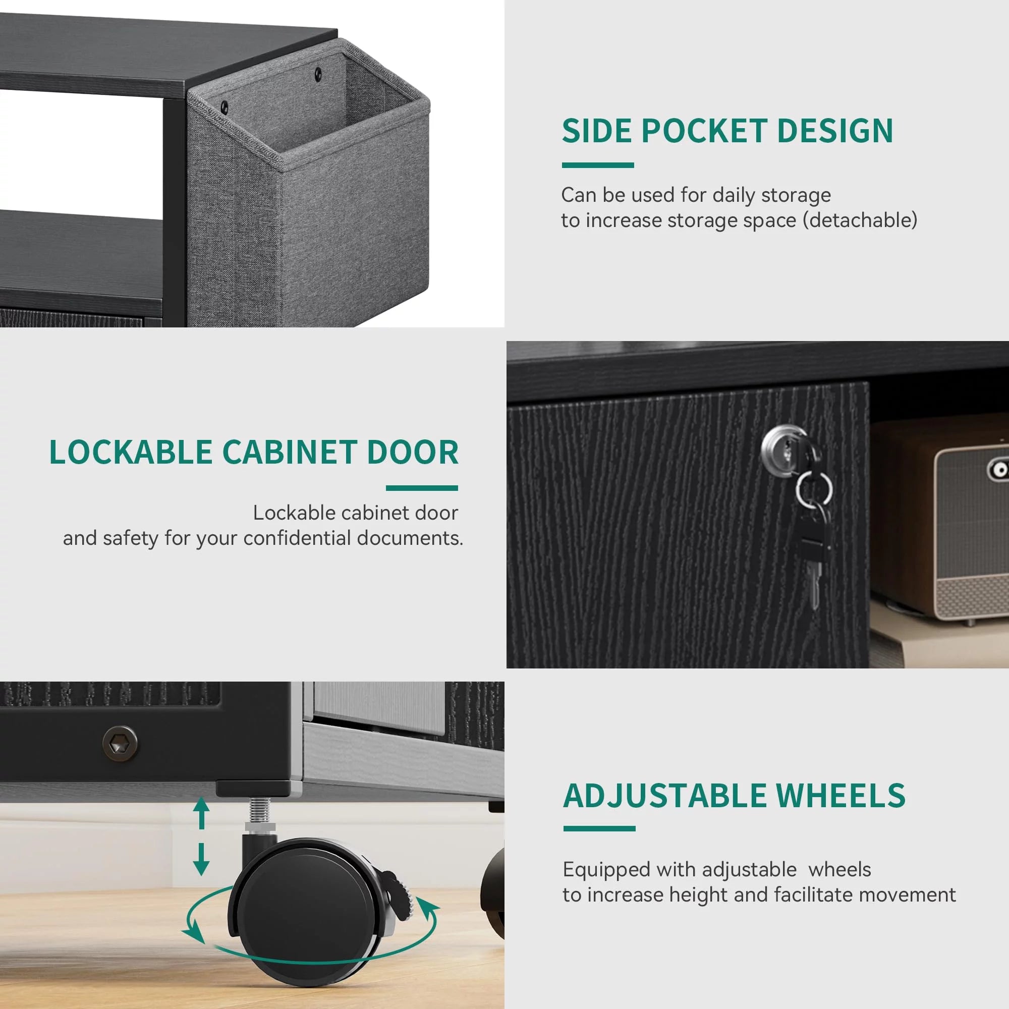 Black Lateral File Cabinet with Charging Station X690545