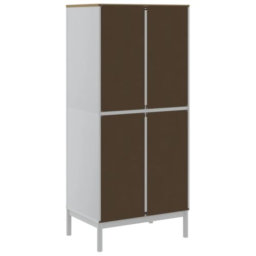 Brown Solid Wood Pine Wardrobe Closet with 1 Large Compartment and Doors X967