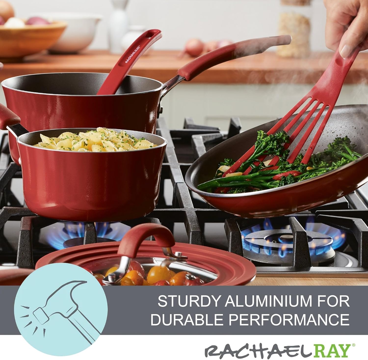 11-Piece Nonstick Cookware Set - Red N670