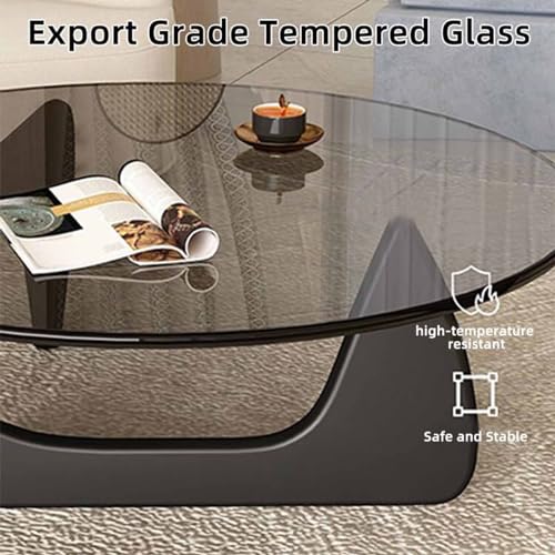 Glass Coffee Table with Solid Wood Base and Clear Glass Top M5105