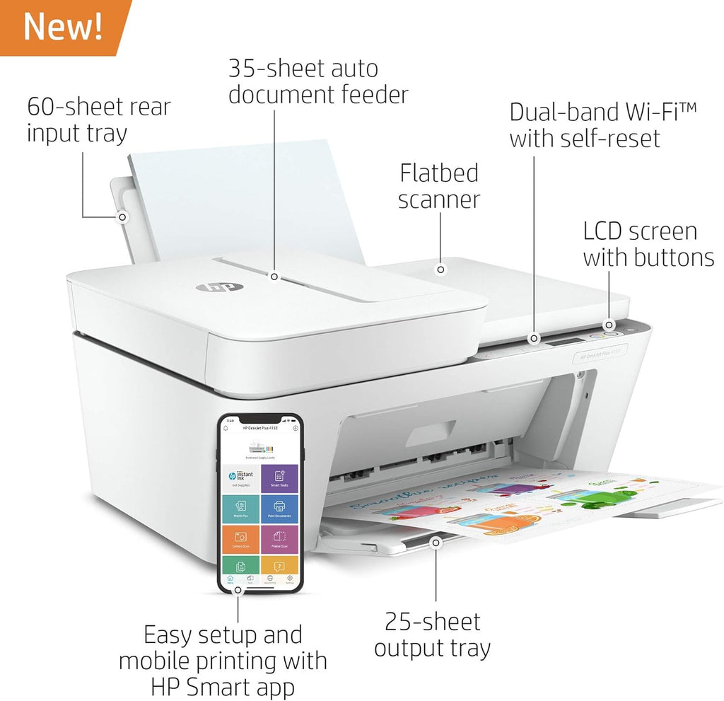 (Renewed) HP DeskJet Plus 4155 Wireless All-in-One Printer Pack of 2 M452