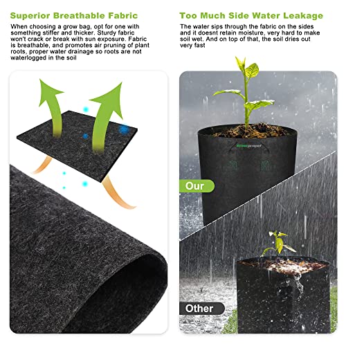 8 Pack 5 US Gallon Heavy Duty Nonwoven Fabric Grow Pots with Handles Z43986