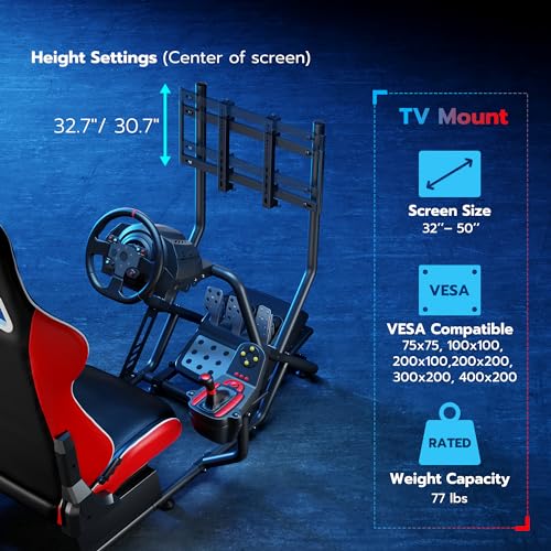 Racing Simulator Cockpit with Monitor Mount and Seat Q880934