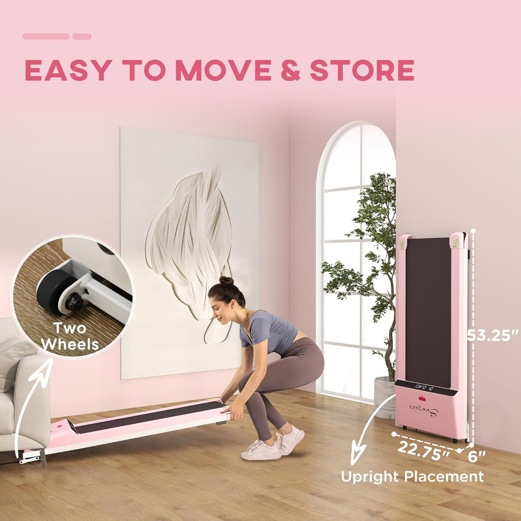 Pink Under Desk Treadmill with Foldable Wheels R468075