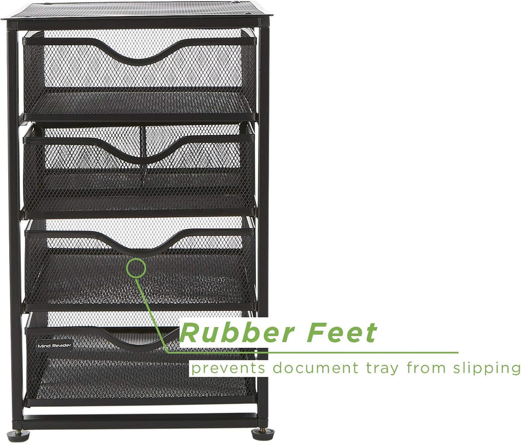 Black 4-Tiered Metal Rolling Utility Cart K802