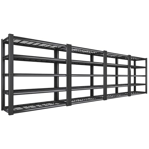 Black 5 Tier Adjustable Metal Shelving 72" H x 35.5" W x 16" D S721