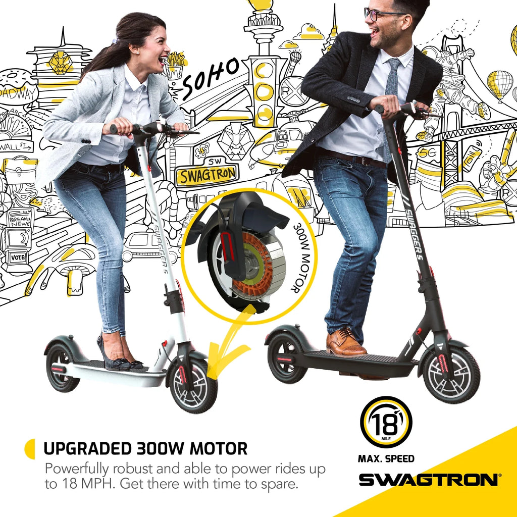Electric Scooter, 320 lb Weight Limit, 8.5 Inch No-flat Tires, 300W Motor, Quick Folding, 18 Mph S5151