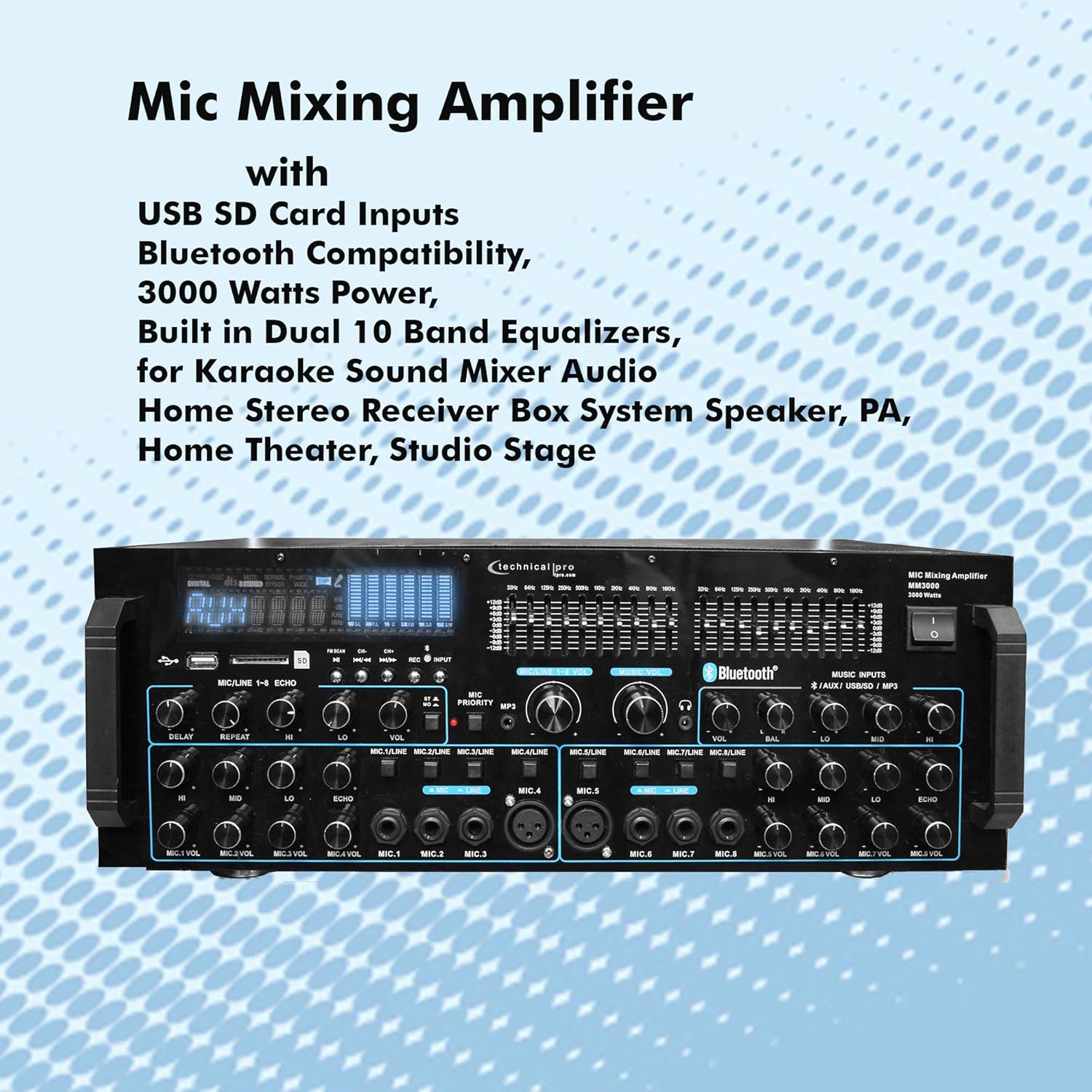 3000 Watts Professional Mic Mixing Amplifier with Bluetooth A225462