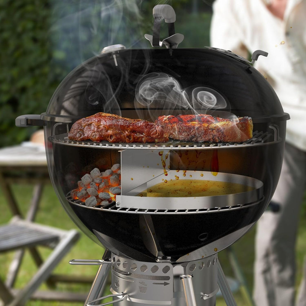 Stainless Steel Detachable Grill Drip Pan with Removable Charcoal Divider H72253