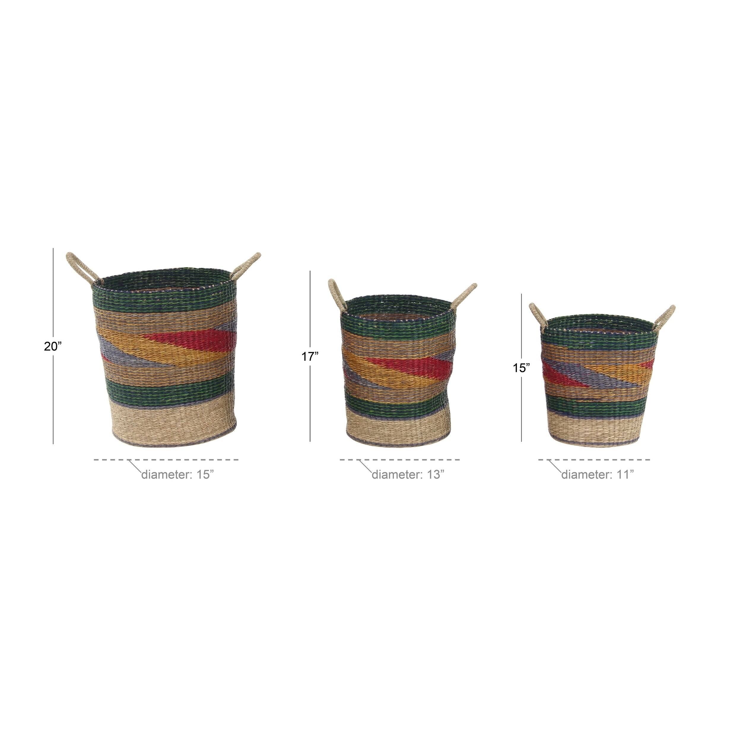 Set of 3 Round Seagrass Baskets Y416475