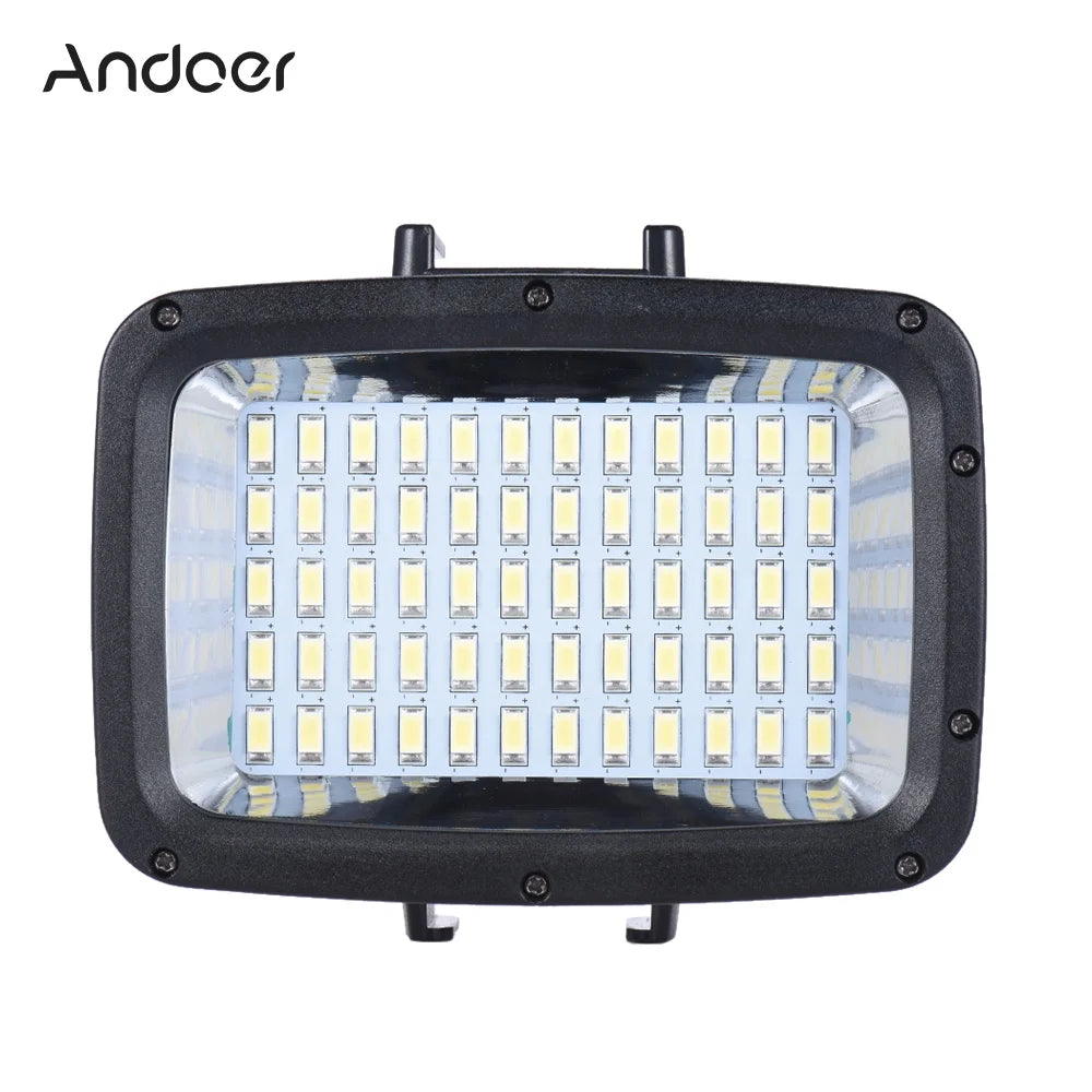 Ultra Bright 1800LM 3 Modes Waterproof Underwater 40m 5500K 60pcs Diving Fill-in Video Light with Hot Shoe Mount V6880