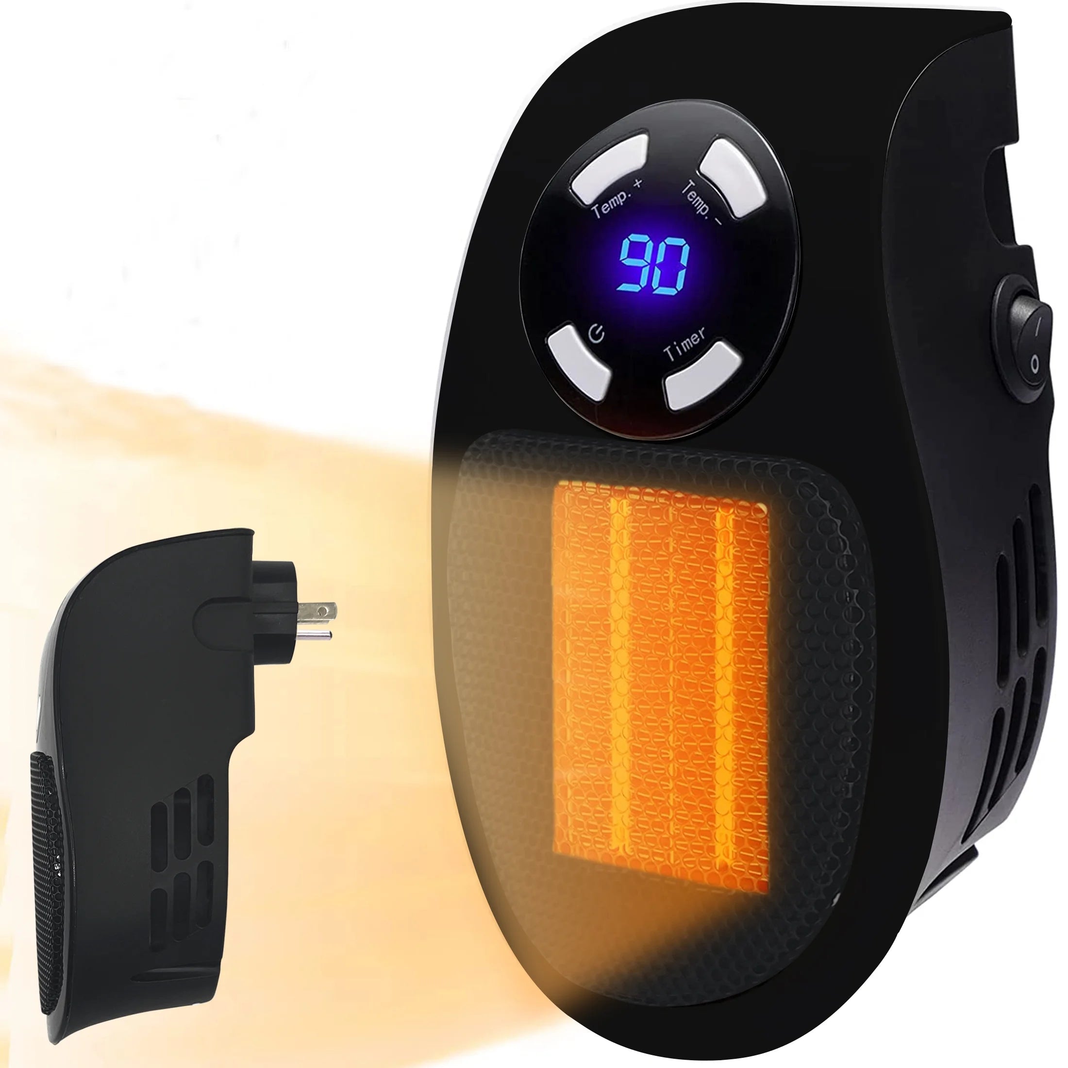 Wall Outlet Electric Space Heater with Adjustable Thermostat M157895