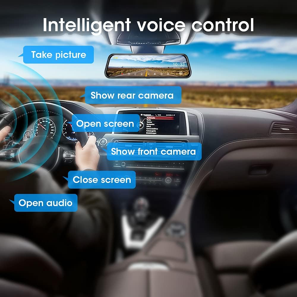 10'' Rearview Mirror Dash Cam with Front and Rear Dual Full HD P850