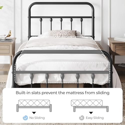 Black Full Size Metal Platform Bed Frame with Headboard B475177