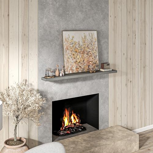 Walnut Brown Solid Fir Wood Fireplace Mantel Shelf W1596