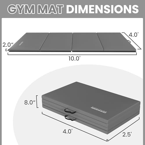 10ft x 4ft Four Fold Folding Exercise Mat with Carrying Handles, 2-inch Thick T332329